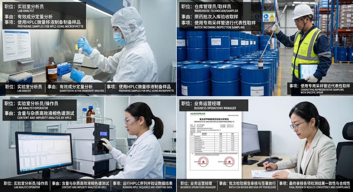 Incoming quality control inspection of agrochemical raw materials and packaging