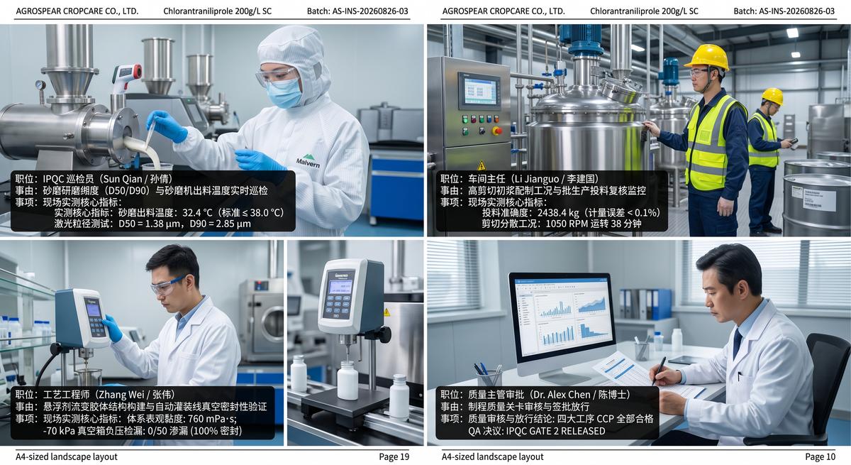 In-process quality control critical control points in agrochemical production